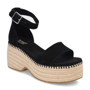 Toms Black Platform Sandals with Woven Sole